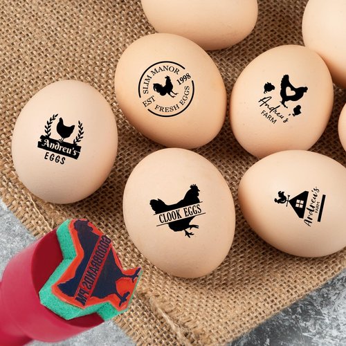 Terwex Custom Egg Stamps for Fresh Eggs - Personalized Egg Stamp with Your Unique Branding Marker - Long Lasting Egg Stamper for Farm Chicken Coop Farmer Rancher Gifts - Chicken Coop Accessories