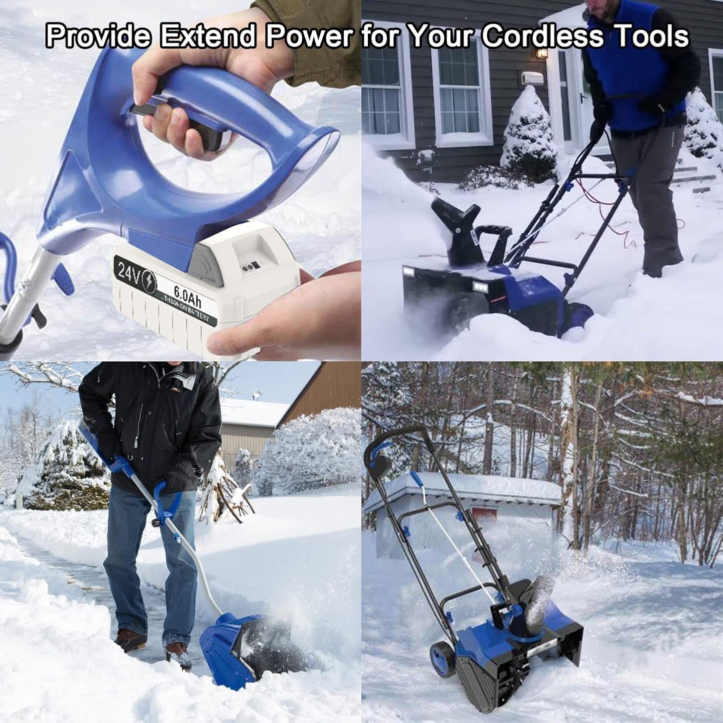 Sun Joe | 24V Lithium Ion Battery Replacement - 6.0Ah Compatible with All Joe iON+ Cordless Snow Blowers