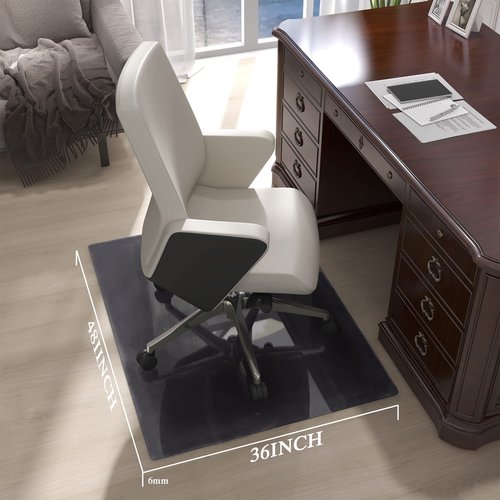 Natsukage Glass Chair Mat 36" x 48" 1/4" Thick Tempered Glass Office Chair Mats Desk Chair Mat for Carpet or Hardwood Floor Computer Chair Mat Floor Protector(Grey) (A-GE10015-NAT-USAM022)