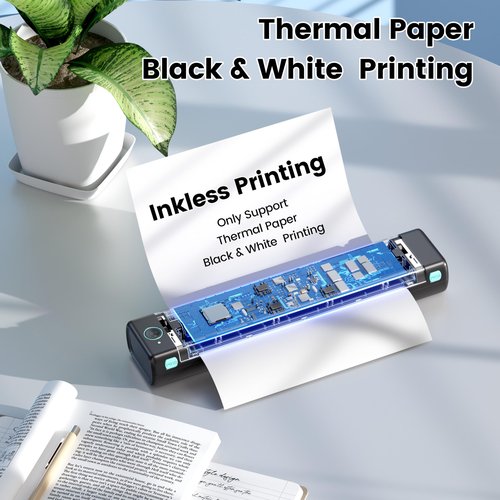 Phomemo M08F Portable Printers Wireless for Travel, Support 8.5" X 11" Thermal Paper, Bluetooth Thermal Printer Compatible with iOS, Android & Laptop, Inkless Mobile Printer for Office, Home, School
