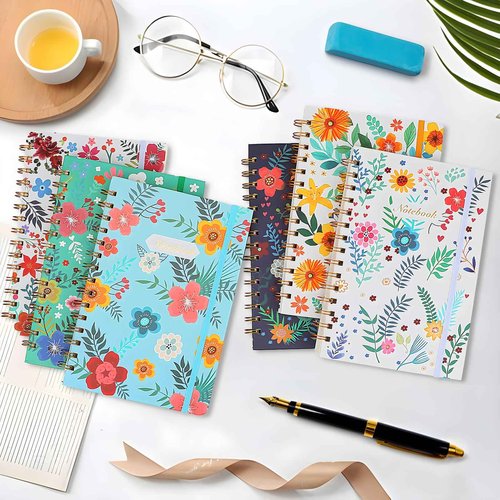 Coopay 12 Pack A5 Spiral Notebook Journal for Women, College Ruled Composition Notebooks Hardcover Spiral Journal, Cute Blooming Floral, Office School Business Supplies, 8.3" x 5.5", 160 Page