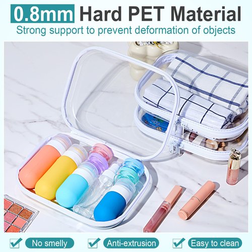 Qiyaz 15 Pcs Clear Hard Shell Zipper Case Plastic Bins Transparent Double Zippers Hard Pouch Clear Plastic Storage Box Containers for Building Blocks Cosmetics, Puzzles(7.9 x 5.9 Inches)