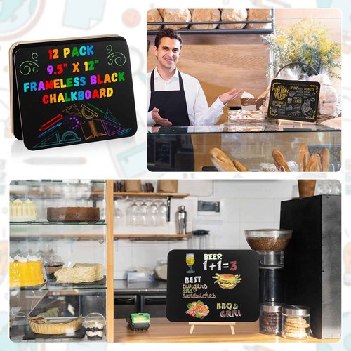 Humyoun 12 Pcs Chalk Board 9.5" x 12" Frameless Chalkboard for Kids Mini Wooden Chalk Board Small Chalkboard Signs Student School Supplies for Kids Classroom Home Office Restaurant