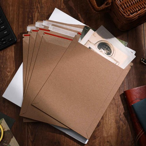 Fainne 7 x 9 Inch Brown Rigid Mailers Bulk Flat Cardboard Envelopes Self Adhesive Photo Cardboard Shipping Bag for Office Mailing Document Photography Letters Packaging Supplies(Kraft Color)