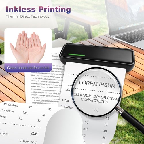 Fitrobust Portable Printer Wireless for Travel, Bluetooth Thermal Printer Supports 8.5 x 11 Inch Thermal Paper, Inkless Compatible with iOS, Android, Laptop for Office, Car and Home