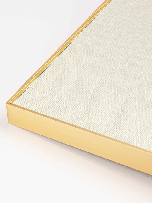 Bulletin Board 30 x 20 inches, Oatmeal White Pin Board, Golden Aluminum Framed Fabric Cork Board with 10 Push Pins