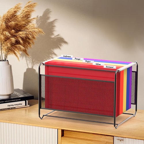 FUCDTEFC Hanging File Organizer, Mesh File Folder Organizer, Steel Letter Size Hanging File Folder Frames Filing Box for Desk Storage, Desktop File Organizer for Office, Home, School