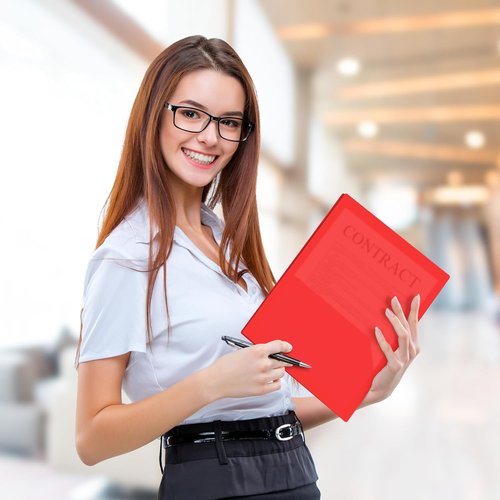 Dunwell Plastic Folders - Durable 2 Pocket Poly Folders with Removable Labels | Red, 3 Pack for School & Office