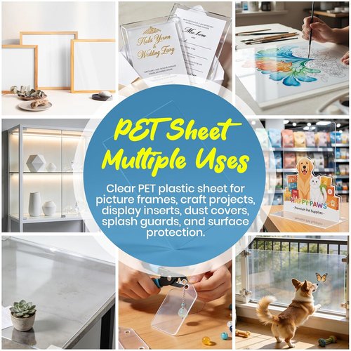 PET Sheet | 10 Pack of 12x12” Plexiglass Panels - 0.04” Thick for Crafting & Picture Frames