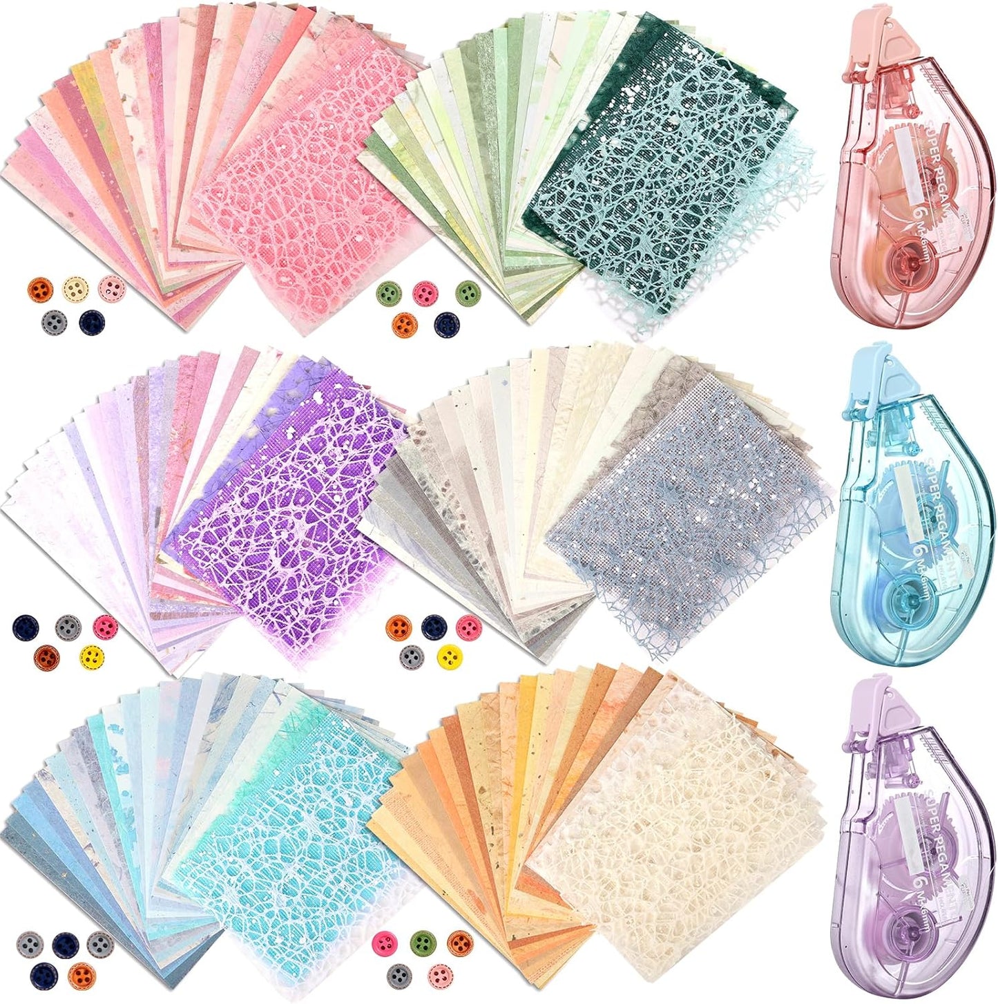 Sublaga Textured Scrapbook Paper Set - 156 Assorted Sheets for Scrapbooking & Journaling | 5.5x4 Inch