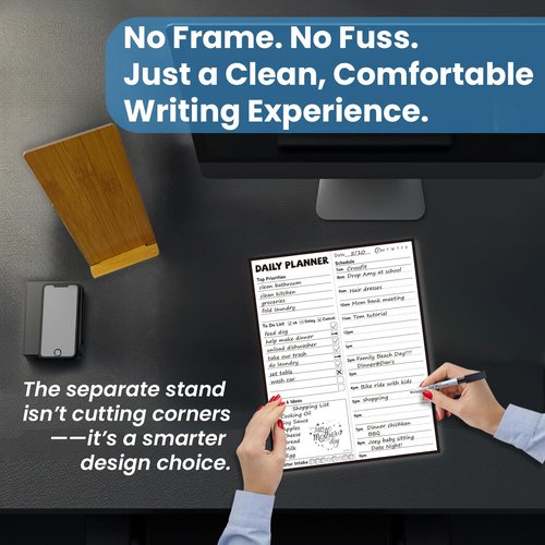 JJPRO Reusable Desktop Daily Hourly Planner with Stand,Reusable Desk Hourly Notepad,Hourly Dry Erase Board with Stand,11"x 8.5"Desk Hourly Planner with Detachable Engineered Wood Stand for Office, Home