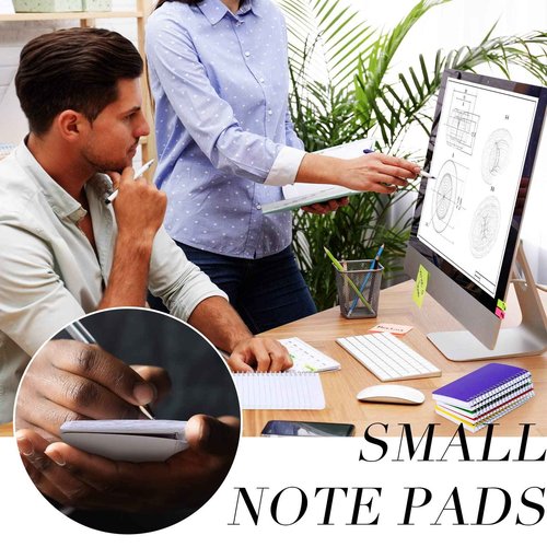 Leinuosen 100 Pack Mini Spiral Notebooks 3'' x 5'' Bulk Small Pocket Memo Pad 75 Sheets for College Ruled Office Home Business Work(Bright,Side Spiral)