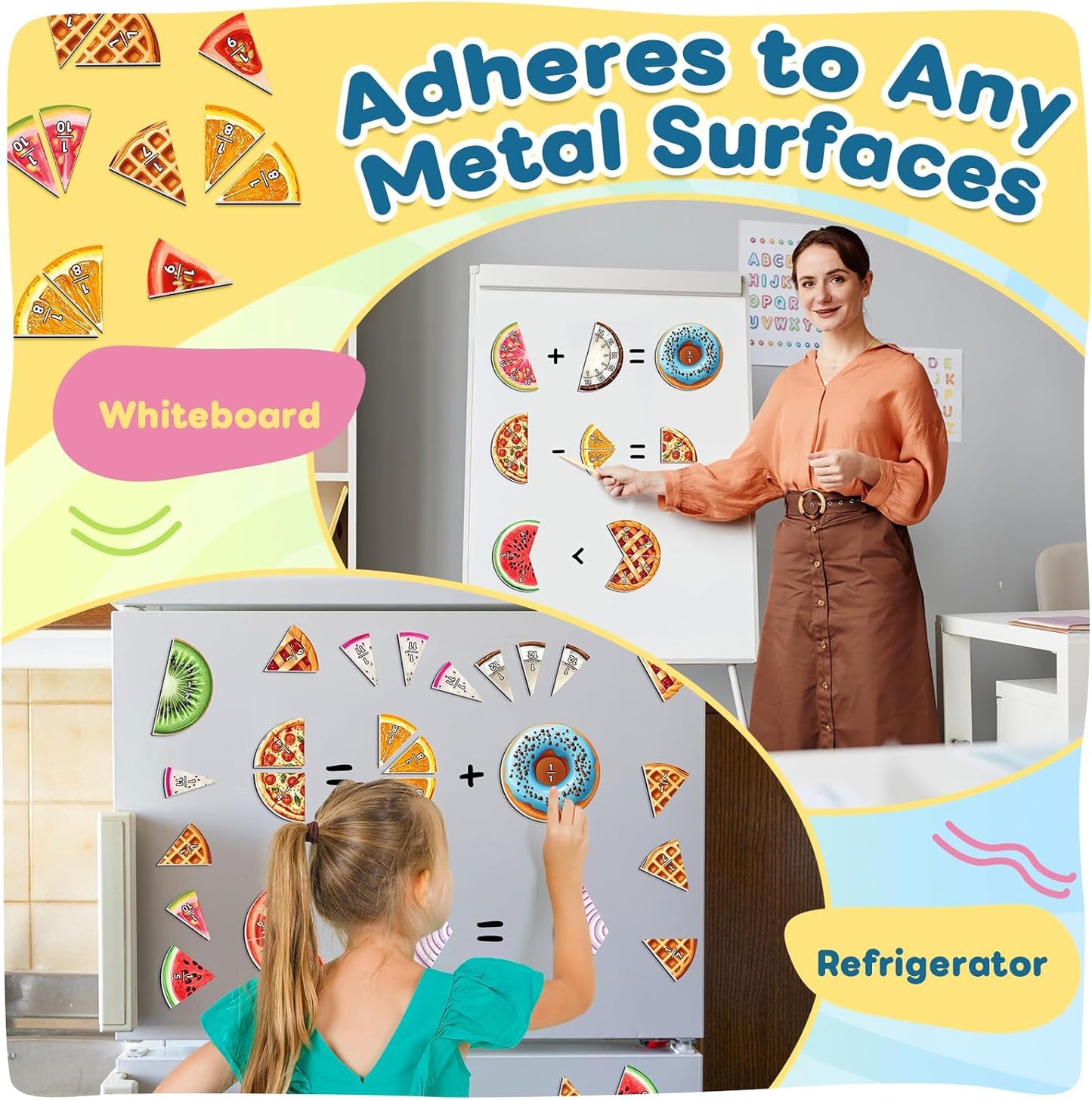 Skiennix Magnetic Fraction Tiles & Circles - Essential Math Manipulatives for Grades 2-5 | Classroom & Homeschool Supplies