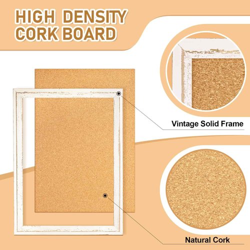DOLLAR BOSS White Cork Board for Wall - 48 X 36 Inches, Rustic Wooden Frame Large Bulletin Board, Decorative Hanging Pin Board for Office & Home Decor