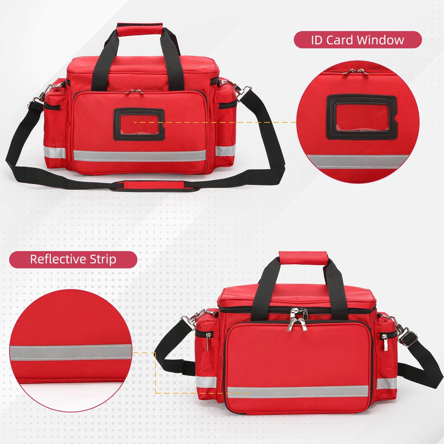 Medical Empty Bag First Aid Bag Emergency Responder Trauma Bag Empty, Professional First Aid Kits Storage Medical Bag with Inner Dividers and No-Scratch Bottom,Trauma Bag for Home Health Nurse Bag