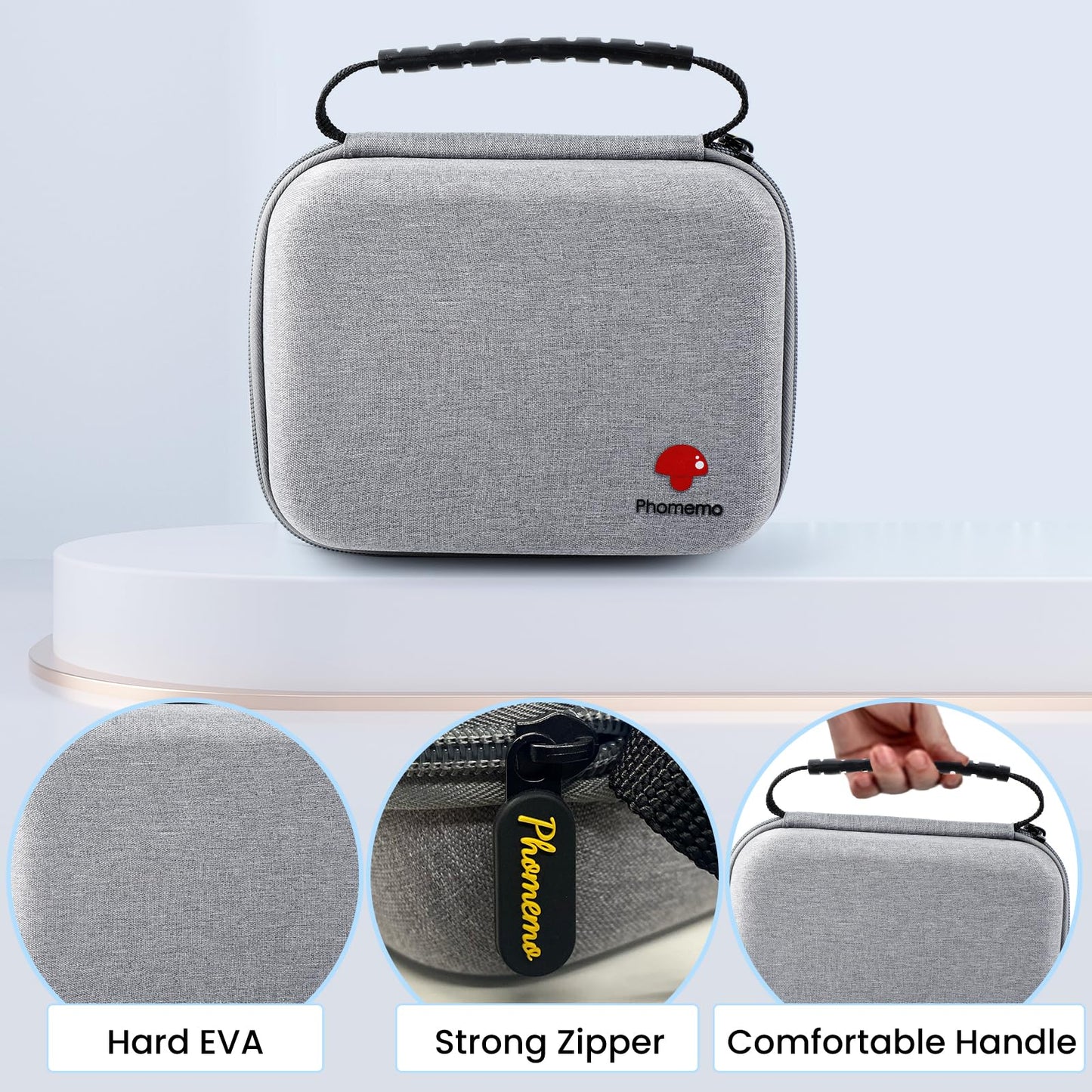 Phomemo EVA Hard Case for Label Maker Printer M110/M120/M150/M220/M250/M100/M221, TP31/TK32 Tattoo Stencil Printers - Holder for Label Machines with Tape, with Mesh Pocket for Accessories (Case Only)