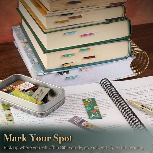 Christian Art Gifts Magnetic Scripture Bookmark Set - Inspirational Fall-Themed Bible Verse Page Markers, Set of 6 (2.3” x 0.8”)
