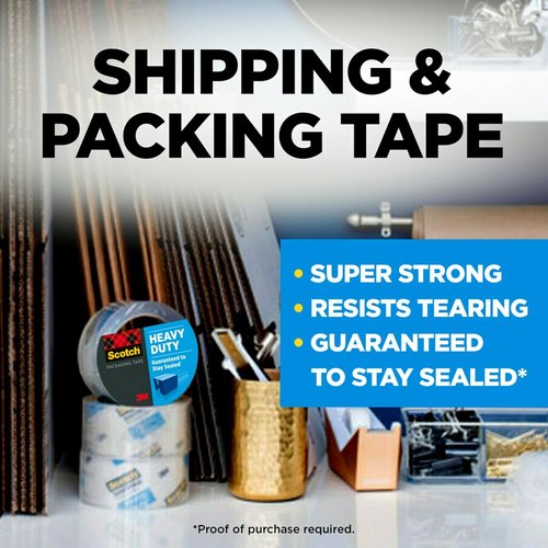 Scotch Heavy Duty Packing Tape - Clear Shipping Tape for Moving Supplies | 1.88 in. x 54.6 yd., 2 Rolls