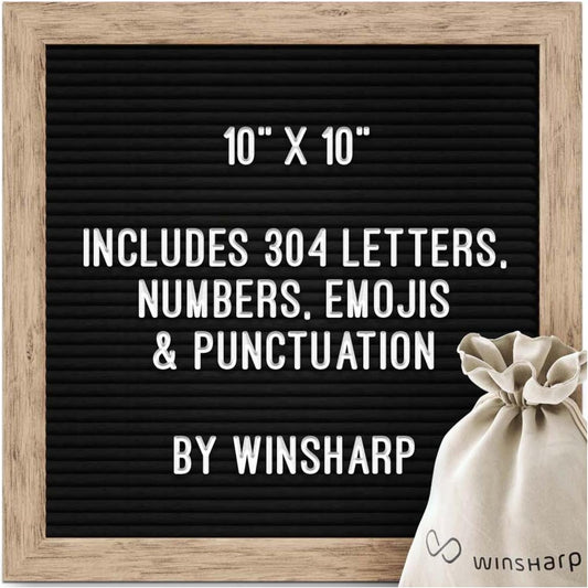 Skiennix Black Felt Letter Board - Elegant Dark Stained Wooden Frame with White Letters | Versatile Home Decor Sign for Quotes & Announcements