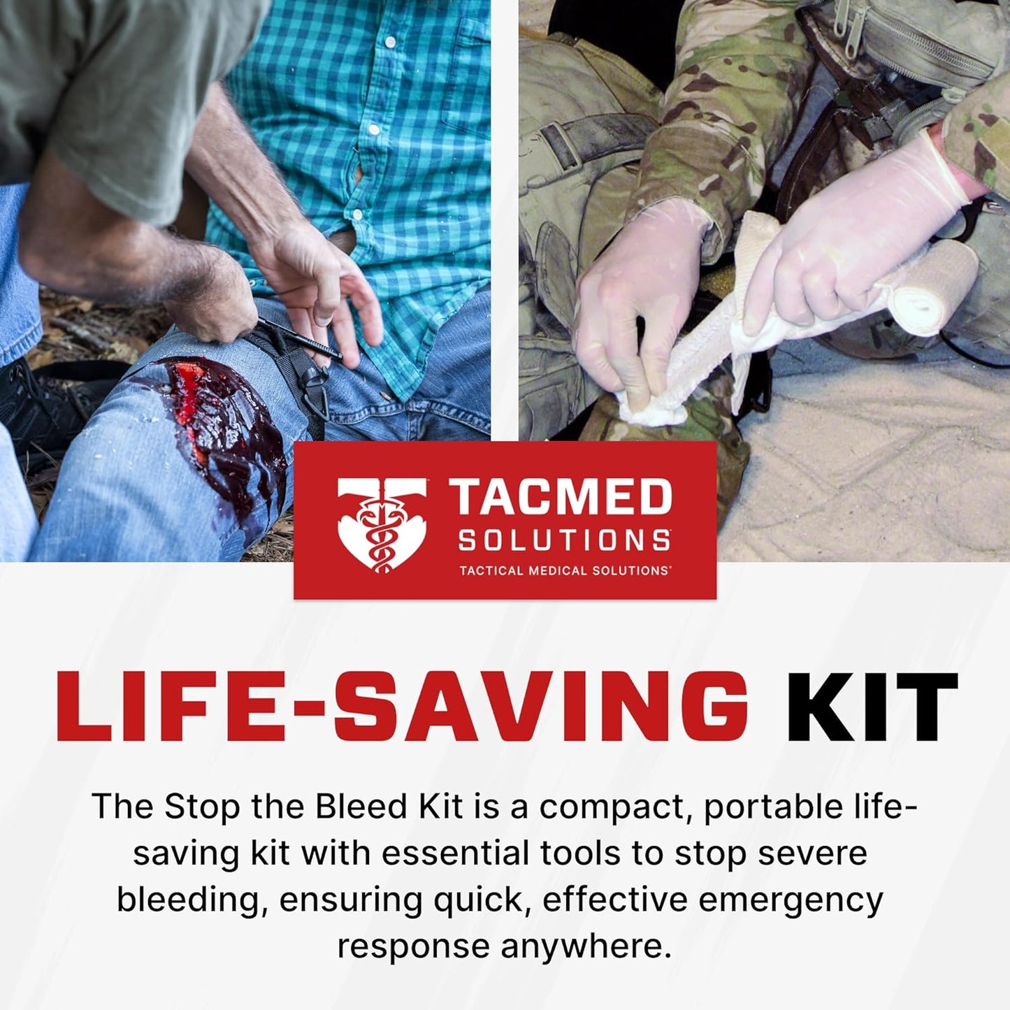 TacMed Solutions Stop The Bleed Kit - Essential Hemorrhage Control with Tourniquet & Bandage, Red Nylon Pouch