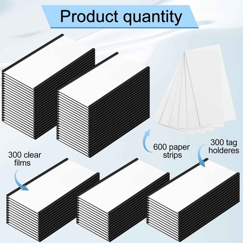 Resurhang 300 Pcs Large Magnetic Label Holder 4 x 2 Inch C Channel Magnetic Label with 300 Protective Film 600 Replacement Paper Strip Holder for Back to School Classroom Metal Rack Shelf Cabinet