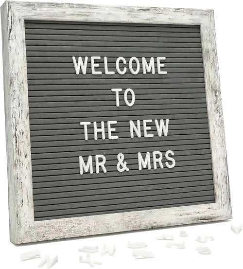 C CRYSTAL Lemon Felt Letter Board - 10x10 Inch Rustic Gray Design with 336 Changeable Letters & Symbols