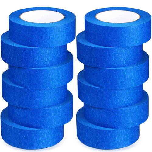 Fainne 12 Rolls Blue Painters Tape Bulk, 1.5 Inches x 55 Yards Masking Tape, Trim Edge Finishing Tape for Walls Painting Labeling Home School Decoration