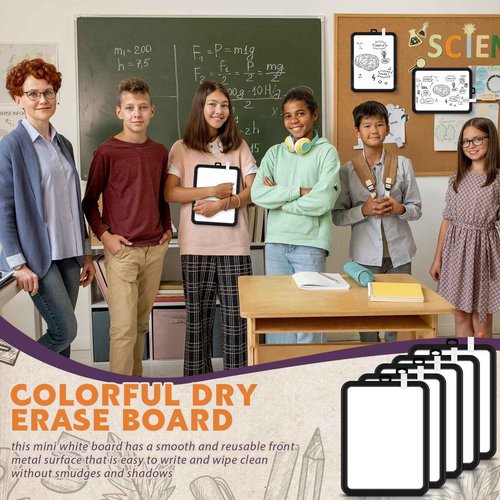 Outus 24 Pcs Mini White Board Bulk 8.5 x 11'' Small Magnetic Whiteboard Dry Erase Double Sided Writable Whiteboard Clipboard Pocket Sized Erasable Notepad(Black Frame)