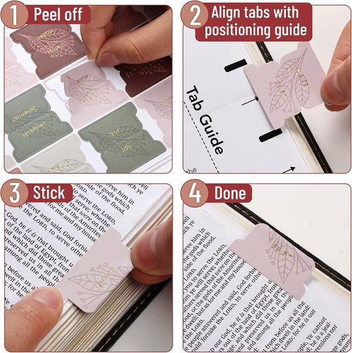 Mr. Pen Bible Tabs - 75 Laminated Autumnal Earth Tabs with Gold Foil Embossed Lettering