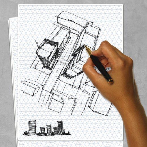 ALVIN Isometric Paper Pad 100 Sheets of 11" x 17" Model 1242-6, Drafting and Graph Paper, 20 pound Acid-Free