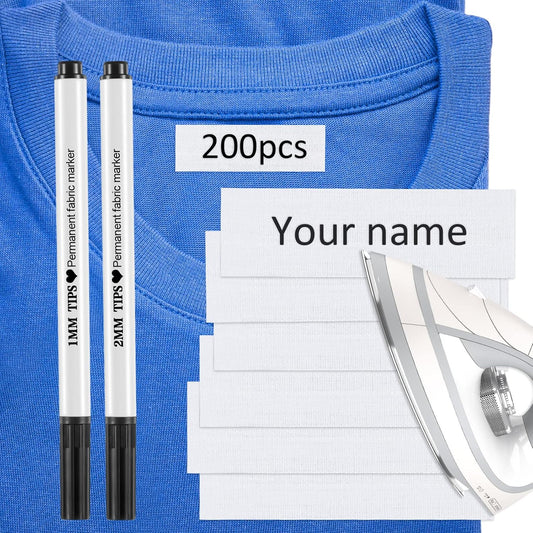 Tatuo Iron-On Name Tags - 200 Pieces Fabric Labels for Clothing | Perfect for Nursing Homes & Day Care