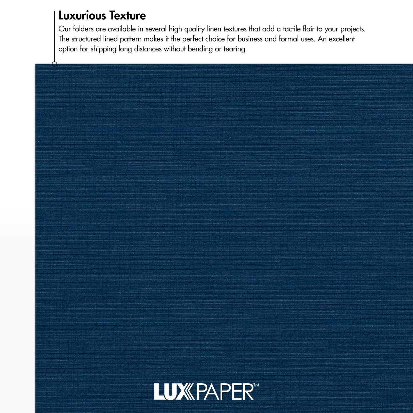 LUXPaper 9" x 12" Presentation Folders | Two Pocket | Nautical Blue Linen | 100lb. Cover | 10 Qty
