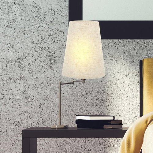 Cabilock Small Table Lamp Shades: Beige Farbic Lampshade Linen Hand Crafted - Decorative Modern Lamp Cover for Wall Bedside Floor Chandelier (Heightened Style)