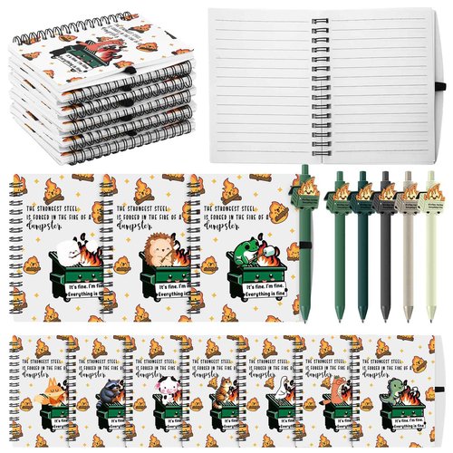 Resurhang 60 Pcs Dumpster Fire Gifts for Employee Dumpster Fire A6 Notebooks with Ballpoint Pens Bulk Funny Appreciation Gifts for Emergency Nurse Medical Assistant Team Coworker Christmas