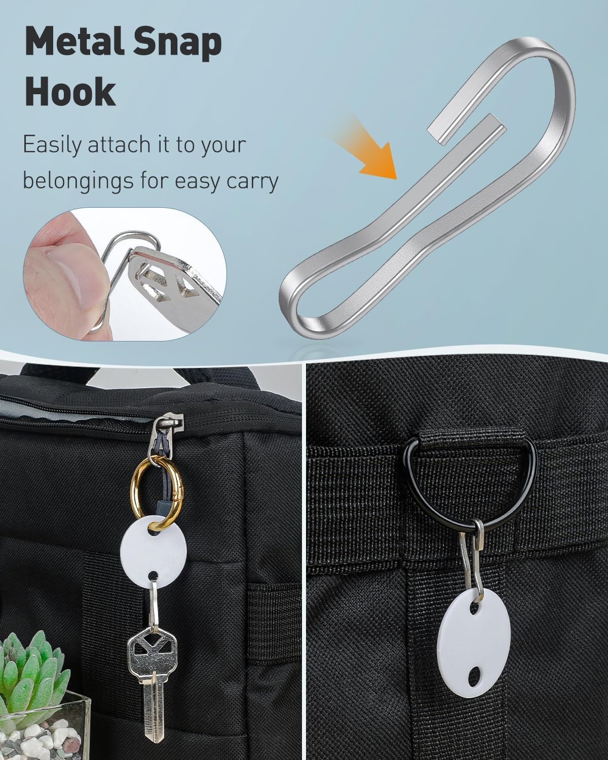 Uniclife Key Tags - 50 Pcs 1-Inch Plastic Double-Sided Writable White Tags with Metal Snap Hooks | Durable Home & Office Identifiers