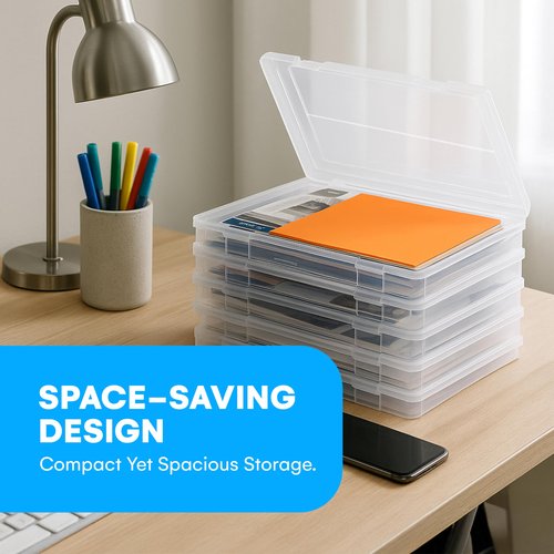 Bins & Things JTJ Sourcing - Plastic Storage Box for A4 Paper - Document Magazine Paper Protector - Portable Project Sleeves - Document Organizer - (Set of 6)