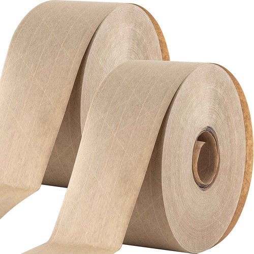 Ultra-Durable Water-Activated Tape for Secure Packing 2Pk. 2.75 in 450 Ft Brown Kraft Gum Tape Provides Heavy Duty Adhesive for Packaging and Shipping. Fiberglass Reinforced for Extra Strong Bond.