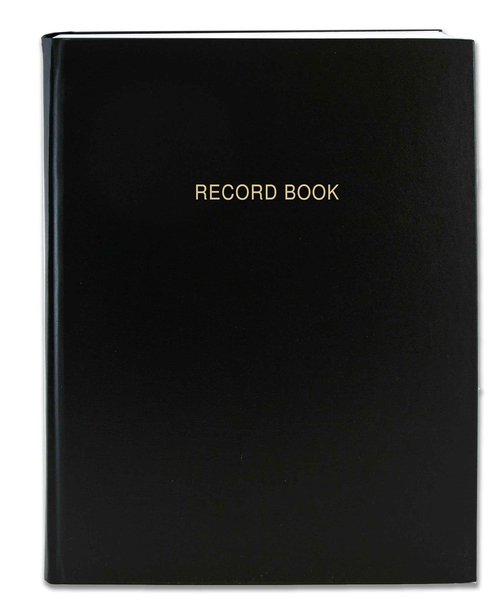 BookFactory Black Record Book/Record Notebook - 312 Pages 8'' x 10'' Black Cover Section Sewn Hardbound (Made in USA)
