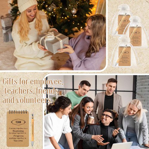 Fulmoon 108 Pcs Employee Appreciation Gifts Set Team Gifts Includes 36 Spiral Notebooks 36 Retractable Pen 36 Organza Bags Going Away Retirement Graduation Gift for Team Member Coworker Staff