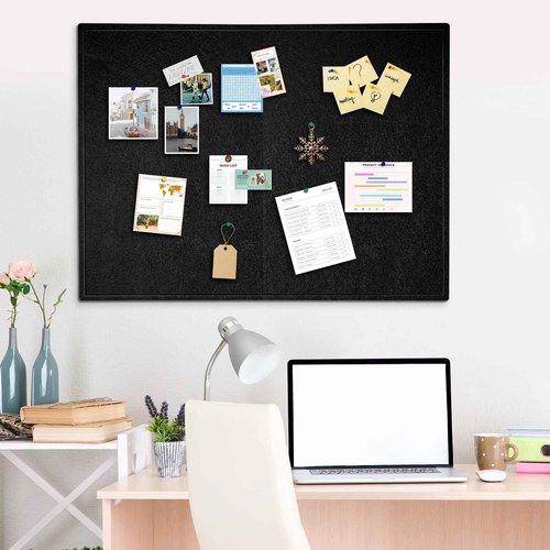 DOLLAR BOSS Large Bulletin Board 60" x 36" Foldable Felt Cork Board, Decorative Pin Board for Wall 5' x 3' Photo Display Board for Office Home School with 20 Pins, Black
