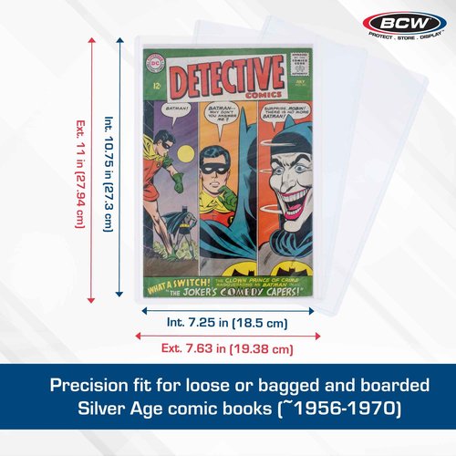 BCW Silver Age Comic Book Toploaders (20 Pack) | Rigid, Clear PVC Protection for Comics, Photos & Prints | Hard Top-Loading Case