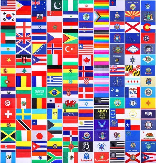 WXTWK 2 Pack USA Oklahoma Flag Oklahoma State Desk Flag Set - Mini Small Oklahoma Table Office Flags with Black 12" Solid Pole Stand Base Classroom Meeting Desktop Decorations