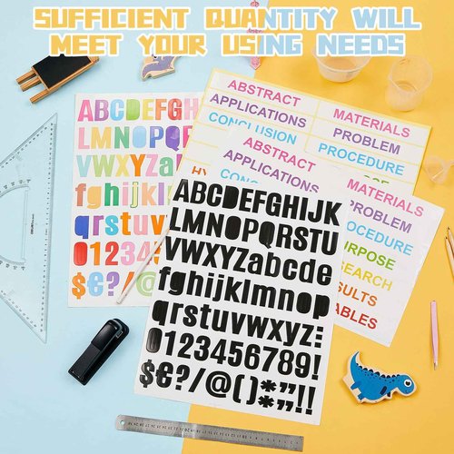 Teling 40 Pcs Trifold Poster Board 36" x 48" Large Science Fair Display Board Lightweight Fold Presentation Paperboard 8 Trifold Display Paperboard and 16 Letter Stickers and 16 Pcs Science Titles