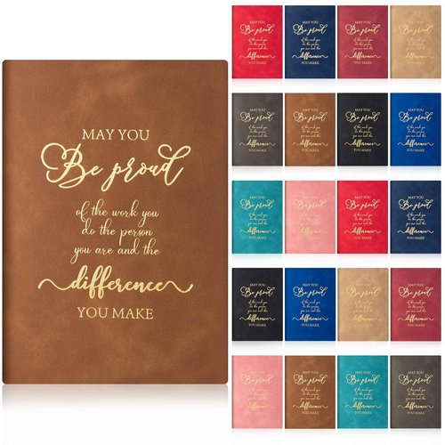 Fuutreo 20 Pcs Thank You Gifts Leather Journal Notebook Bulk A5 Notepad Appreciation Inspirational Gift for Women Men Employee Coworker Teacher Retirement Volunteer Assistant Nurse (Multicolor,Proud)