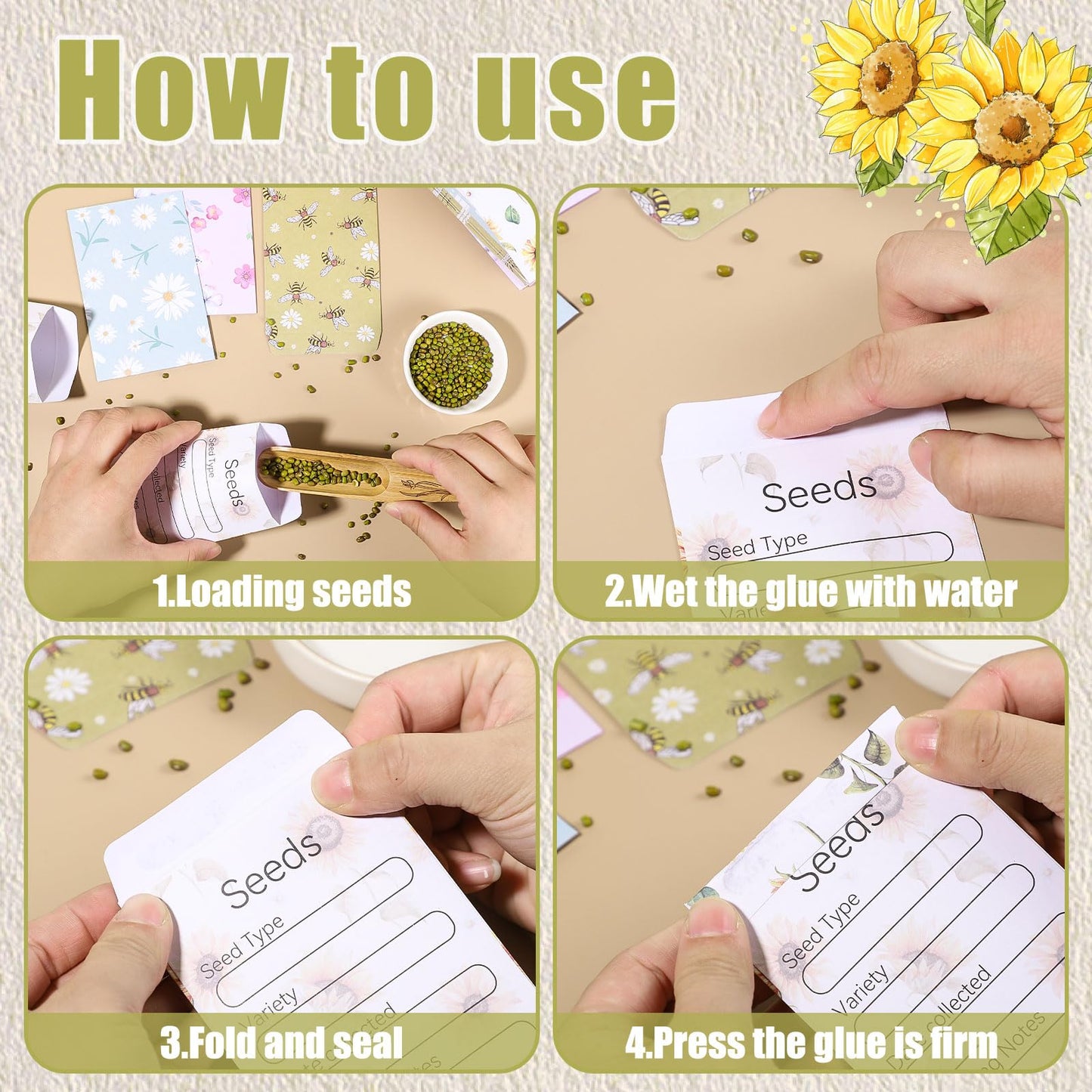 160 Pcs Seed Envelopes Packets Organizer, 3.15x4.72 Inch Self Sealing Seed Storage Envelopes for Flower Vegetable Seeds Saving