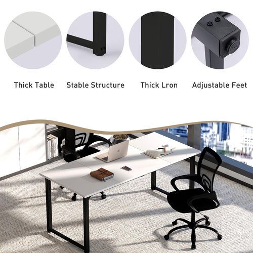 Bonzy Home 12FT Conference Table, Modern Large Meeting Table Office Desks for 16 Person, Long Rectangle Table with Sturdy Metal Frame, 4 PCS, 142" D x 64" W x 30" H, White