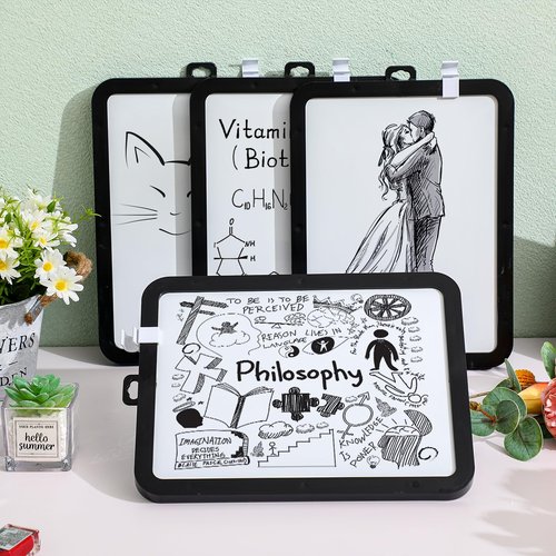 Outus Back to School 10 Pcs Dry Erase Mini White Boards Bulk 8.5 x 11'' Small Magnetic Whiteboard Double Sided Colored Writing Boards for Kids Students Locker Fridge(Black)