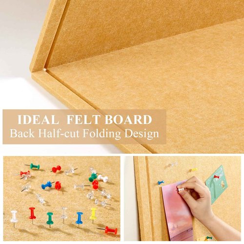 Briwooody Large Bulletin Board Felt Cork Boards for Wall Frameless Foldable Pin Board Decorative Board Self Adhesive Notice Board with 70 Push Pins for School Home Office(Camel,59'' X 47'')