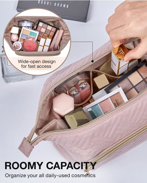 Laptop Sleeve with Travel Makeup Bag, BAGSMART Laptop Carrying Case and Cosmetic Bag Make Up Organizer Case Compatible with 13-13.3 inch Notebook,