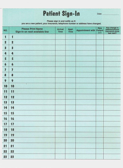 Tabbies Patient Sign-in Peel Off Label Forms, 250 Sheets/Pack, Green, 8-1/2" x 11", HIPAA Compliant, Confidential Patients Sign in Sheet, Provide Daily Patient Logs